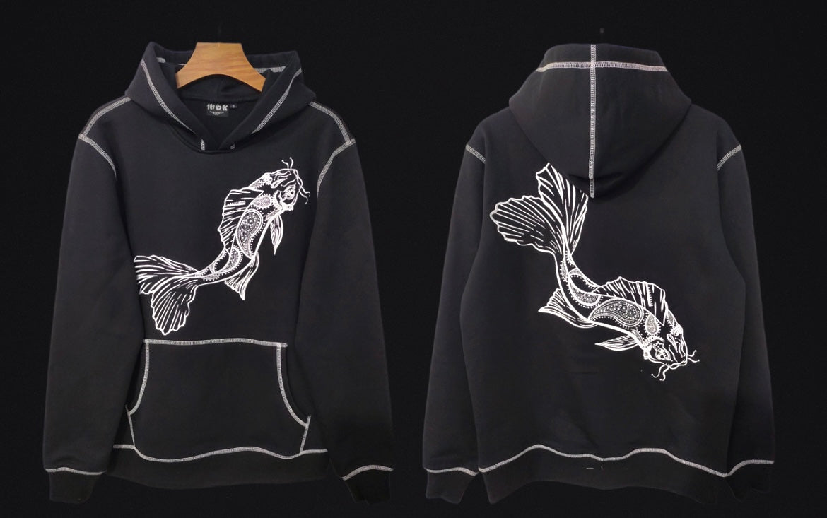 Black Paisley Koi Fish Hoodie