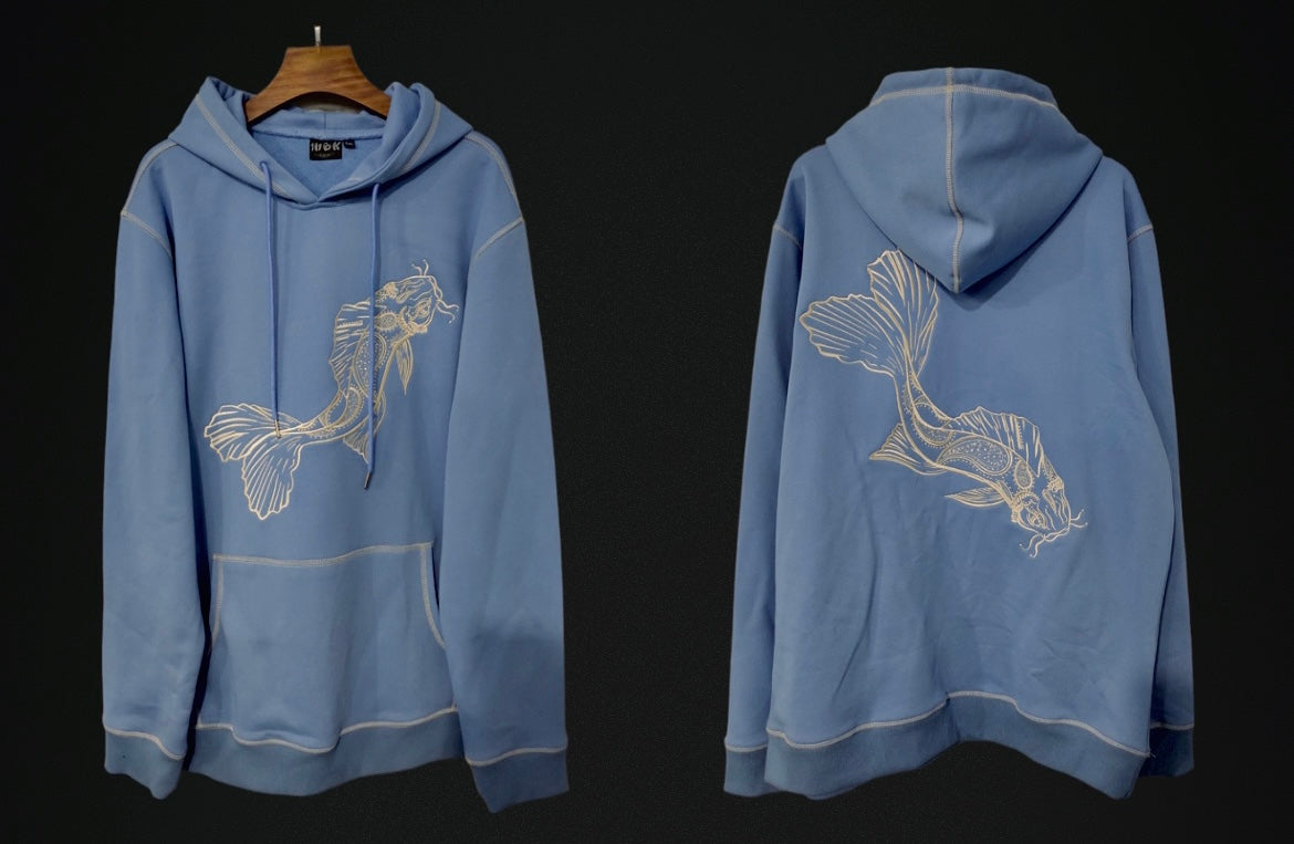 Blue Paisley Koi fish Hoodie